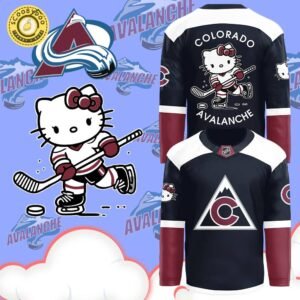 2024 Colorado Avalanche x Hello Kitty 50th Anniversary Jersey – Fun and Playful Design
