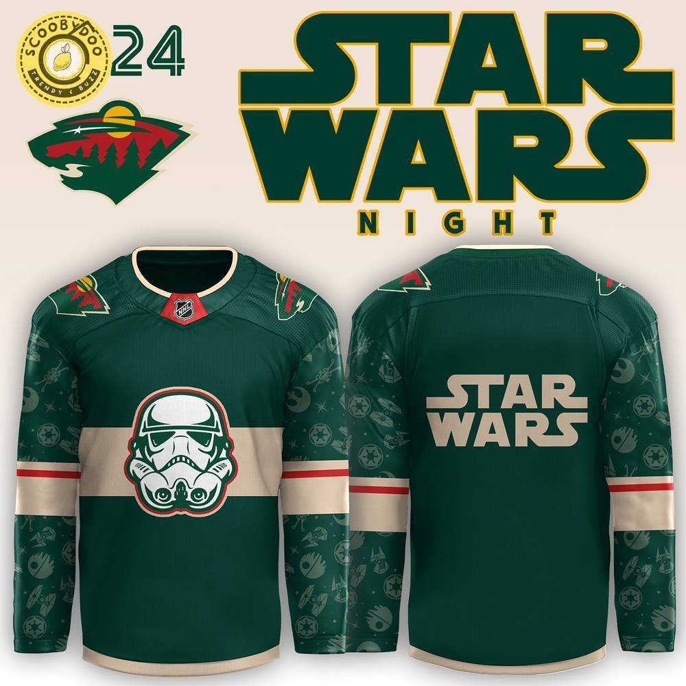 2024 Minnesota Wild x Star Wars Night Jersey, unique design, hockey fandom. 2024 Minnesota Wild x Star Wars Night Jersey, unique design, hockey fandom.
