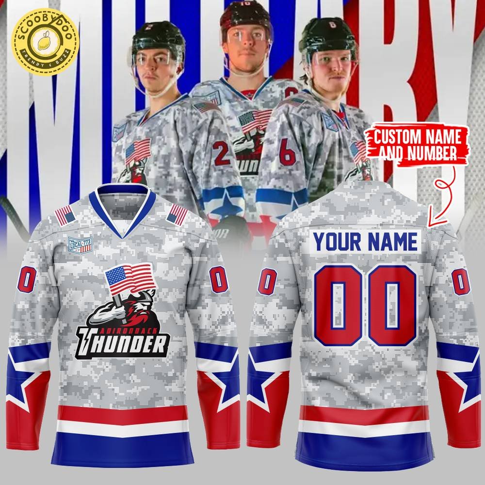 Adirondack Thunder x Military Jersey 2024 Custom Name and Number Adirondack Thunder x Military Jersey 2024 Custom Name and Number