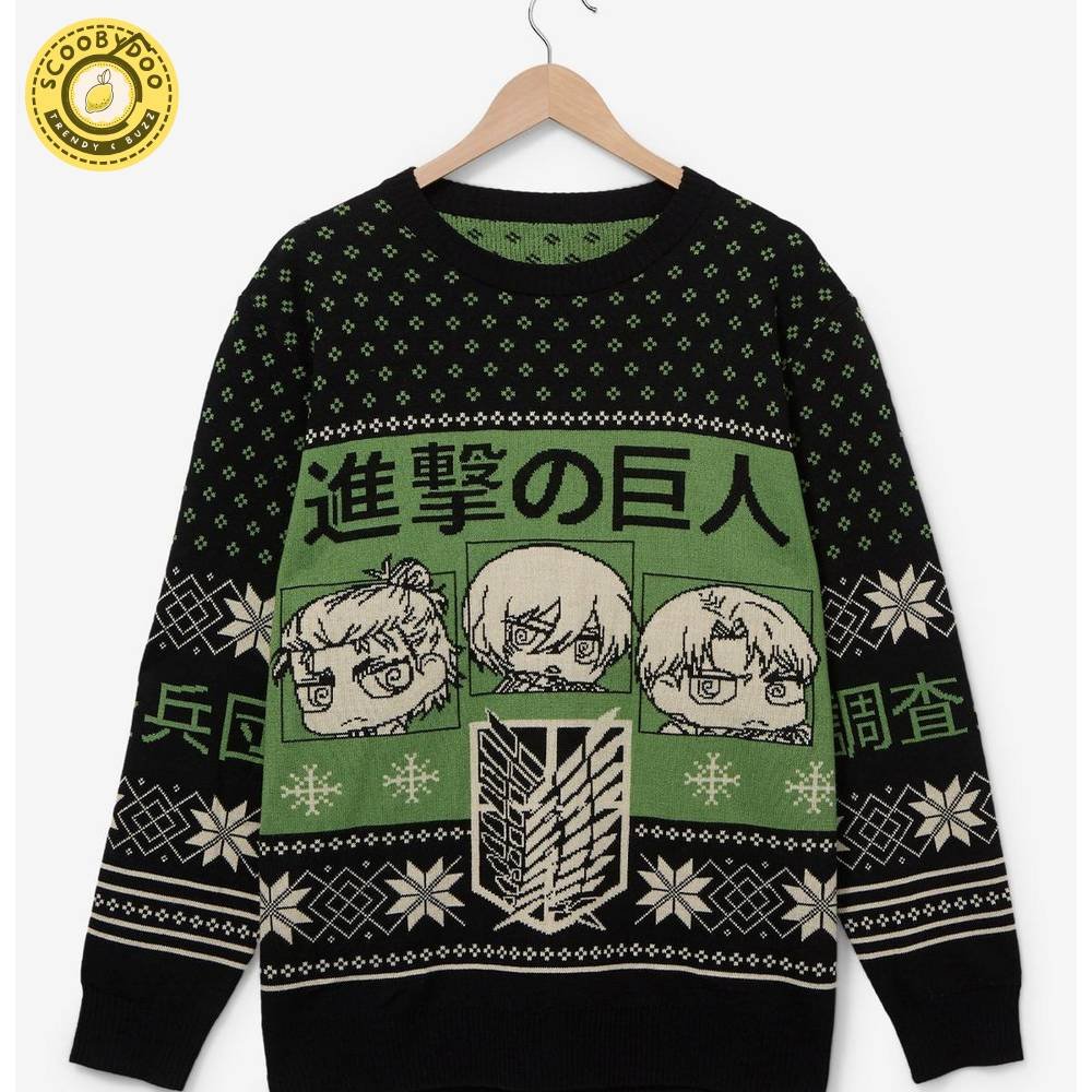 Attack On Titan Chibi Characters Holiday Sweater Attack On Titan Chibi Characters Holiday Sweater