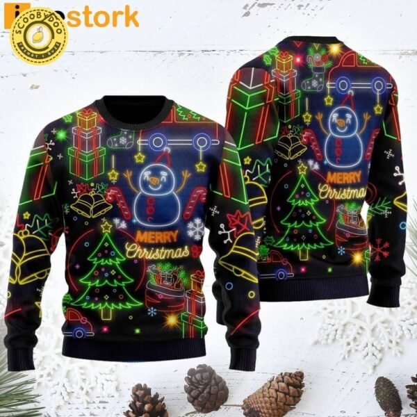 Christmas Bright Neon Lighting Ugly Sweater