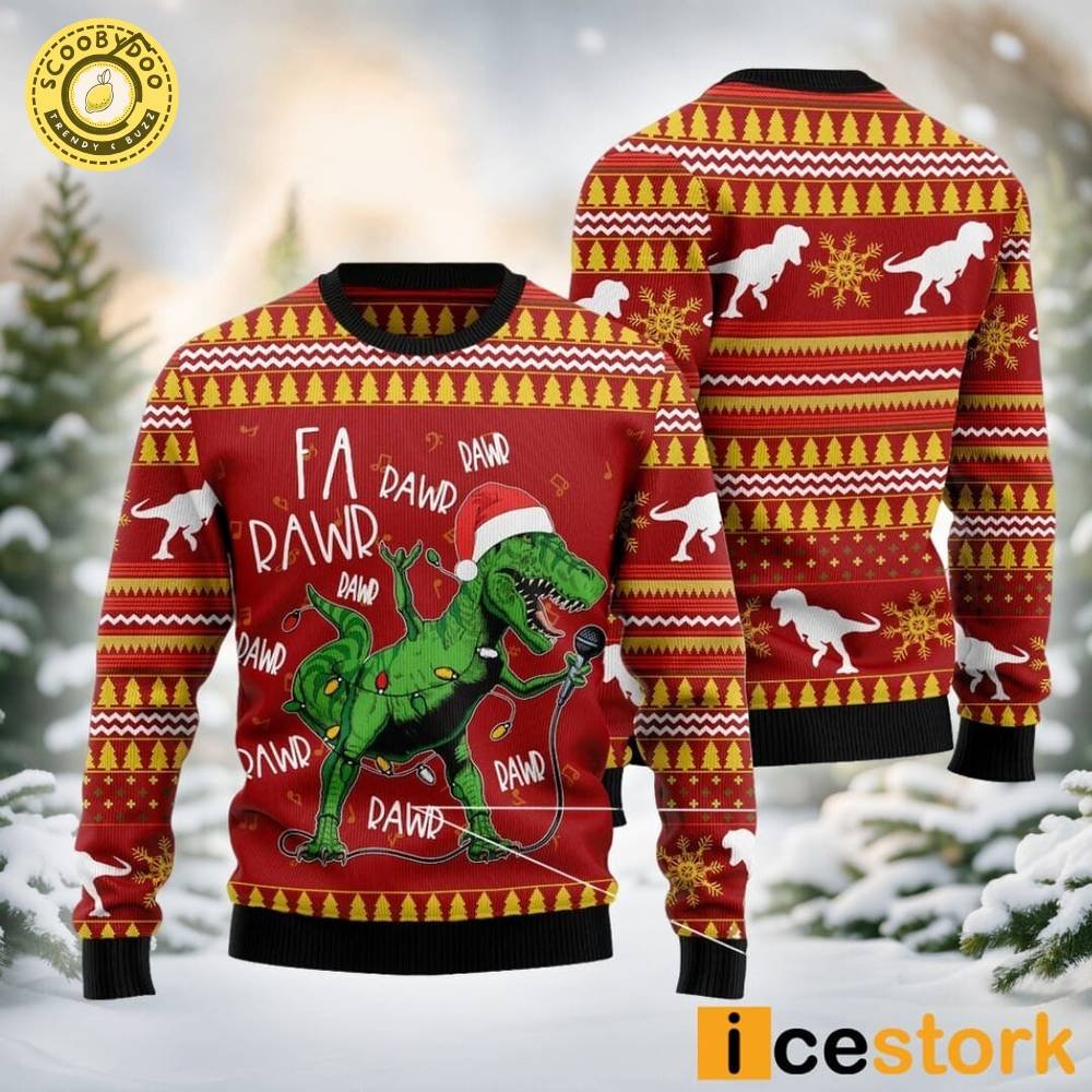 Christmas Singing Dinosaur Ugly Sweater Christmas Singing Dinosaur Ugly Sweater