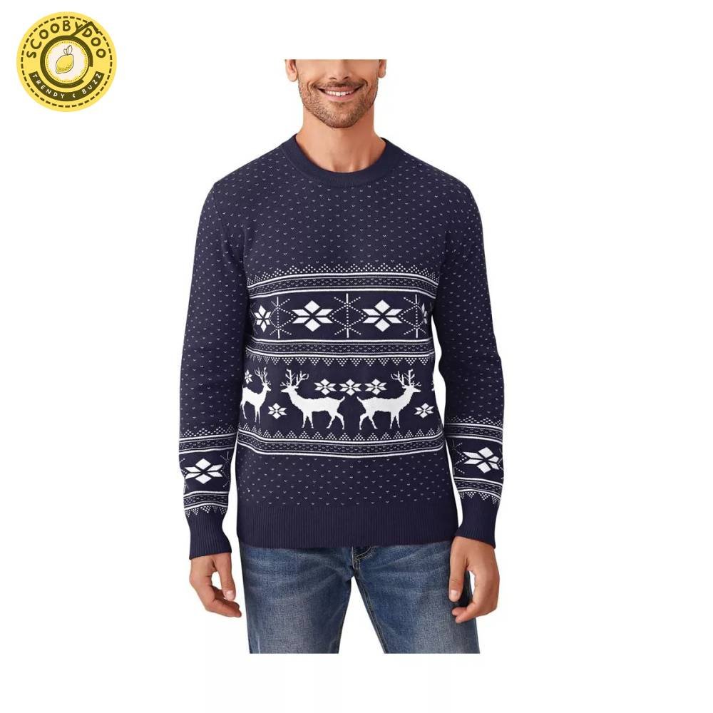 Christmas Sweater Reindeer Snowflakes Knitted Ugly Crew Neck Pullover Christmas Sweater Reindeer Snowflakes Knitted Ugly Crew Neck Pullover