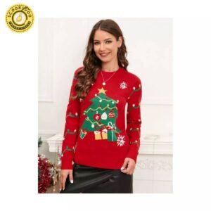 Christmas Sweaters Long Sleeve Knit Ugly Pullover Sweater Funny Christmas Tree