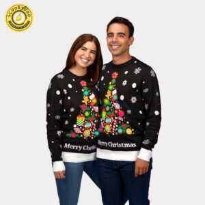 Christmas Tree Led Light-Up Men’S Black Ugly Christmas Sweater