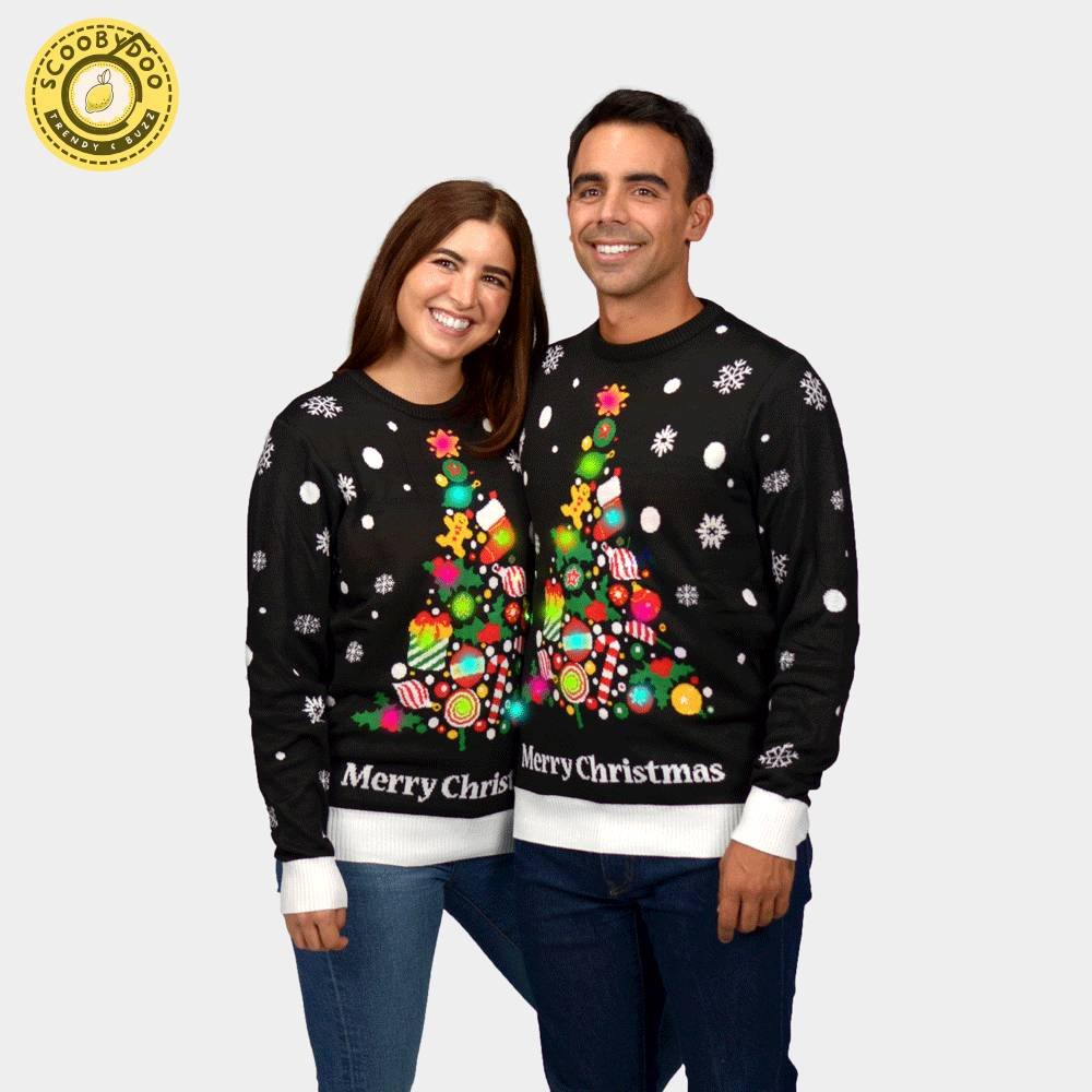 Christmas Tree Led Light-Up Men'S Black Ugly Christmas Sweater Christmas Tree Led Light-Up Men'S Black Ugly Christmas Sweater