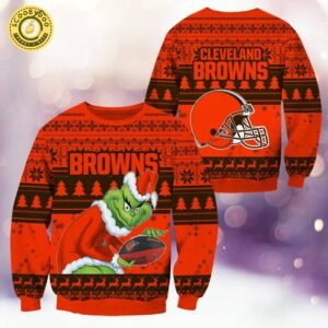 Cleveland Browns Christmas Grinch Knitted Sweater – Perfect for Holiday Cheer