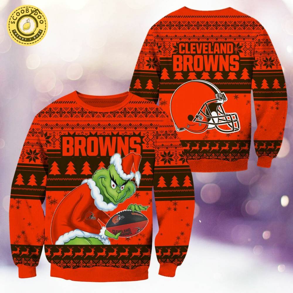 Cleveland Browns Christmas Grinch Knitted Sweater - Perfect for Holiday Cheer Cleveland Browns Christmas Grinch Knitted Sweater - Perfect for Holiday Cheer