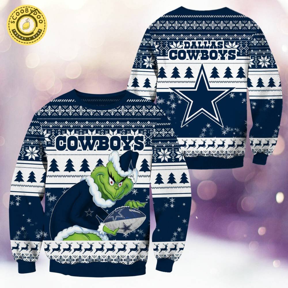 Dallas Cowboys Christmas Grinch Knitted Sweater - Celebrate the Holidays in Style Dallas Cowboys Christmas Grinch Knitted Sweater - Celebrate the Holidays in Style