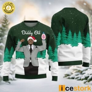 Diddy Oil Mens Ugly Christmas Moss Green Sweater