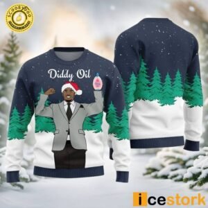 Diddy Oil Mens Ugly Christmas Navy Sweater