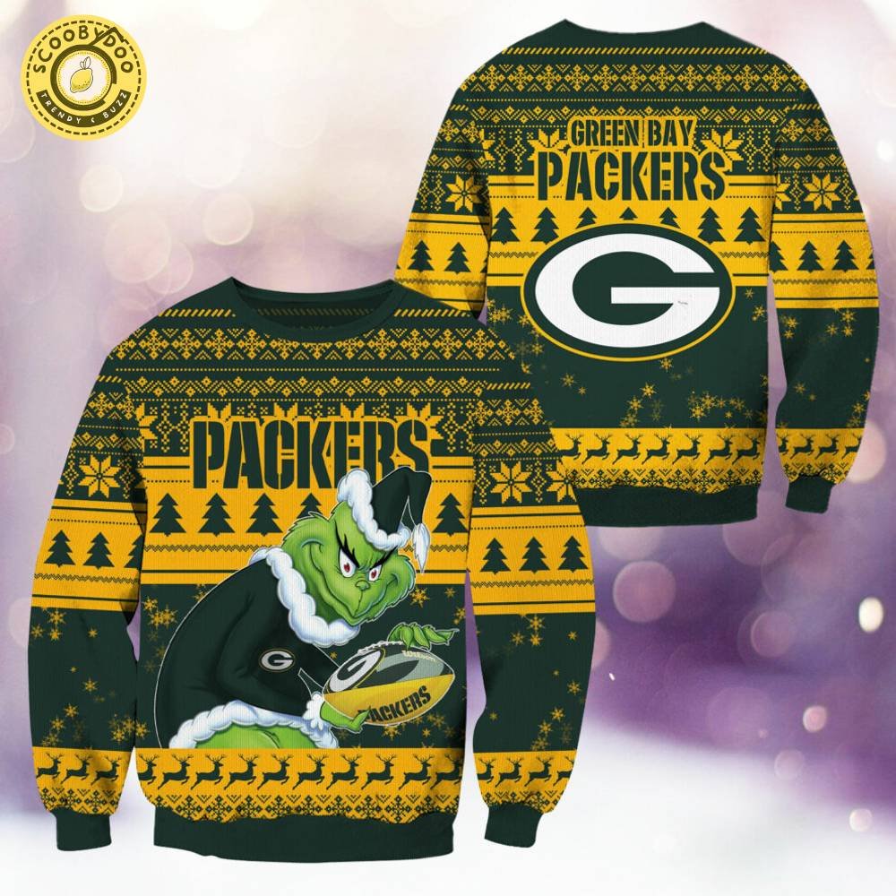 Green Bay Packers Christmas Grinch Knitted Sweater - Classic NFL Holiday Style Green Bay Packers Christmas Grinch Knitted Sweater - Classic NFL Holiday Style