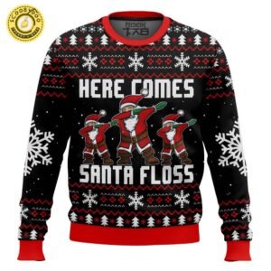 Here Comes Santa Floss Santa Claus Ugly Sweater