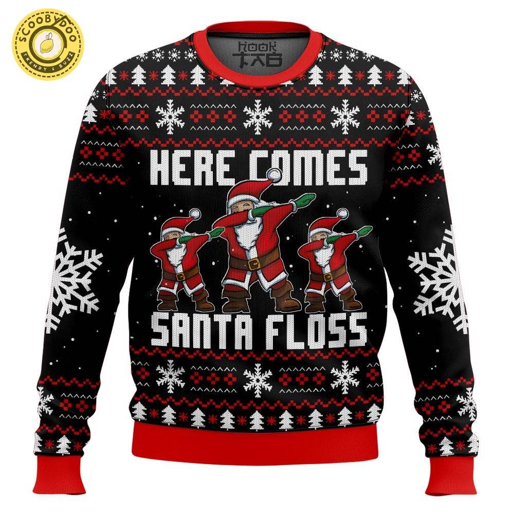 Here Comes Santa Floss Santa Claus Ugly Sweater Here Comes Santa Floss Santa Claus Ugly Sweater