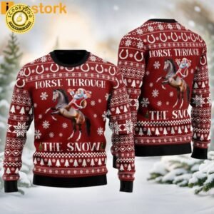 Horse Through The Snow Ugly Christmas Sweater