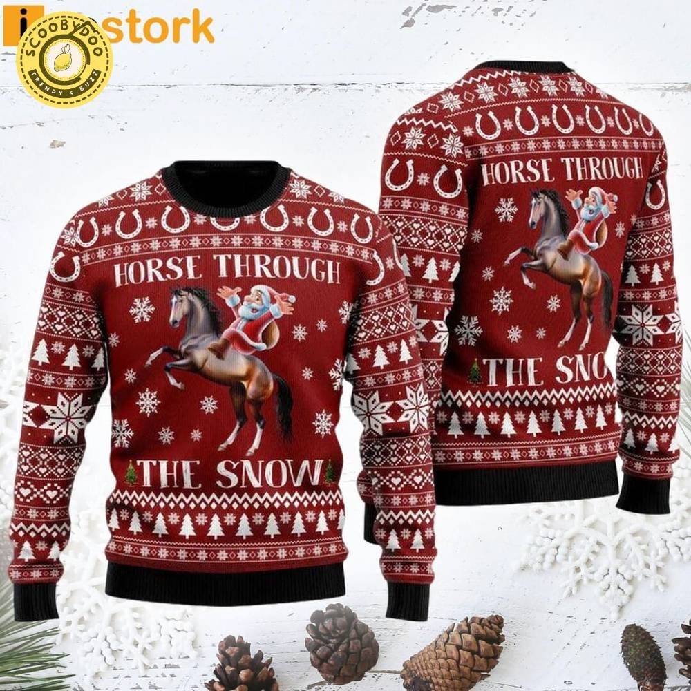 Horse Through The Snow Ugly Christmas Sweater Horse Through The Snow Ugly Christmas Sweater