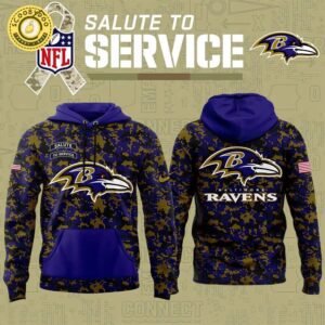 Baltimore Ravens Men’s Nike Camo 2024 Salute to Service Club Fleece Hoodie