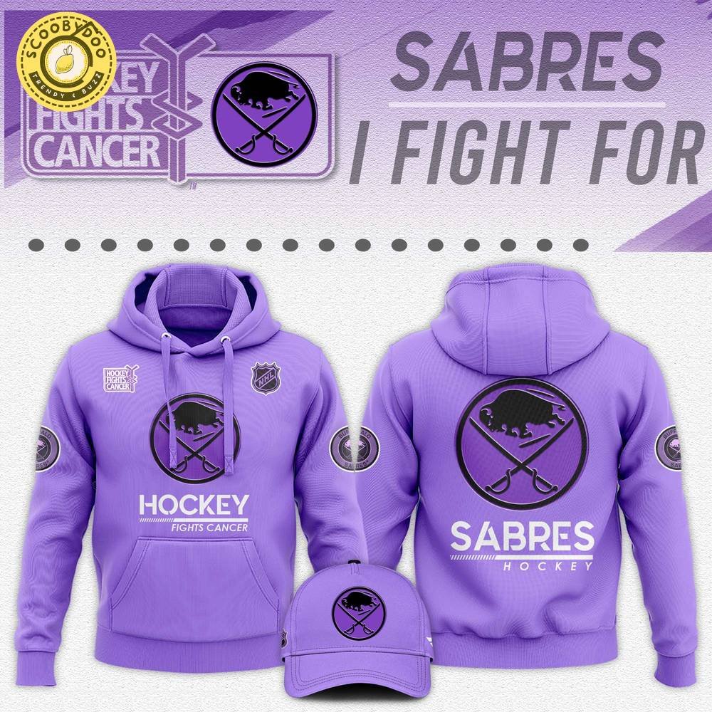 Buffalo Sabres Hockey Fights Cancer Unisex Hoodie | NHL Cancer Support Apparel Buffalo Sabres Hockey Fights Cancer Unisex Hoodie | NHL Cancer Support Apparel