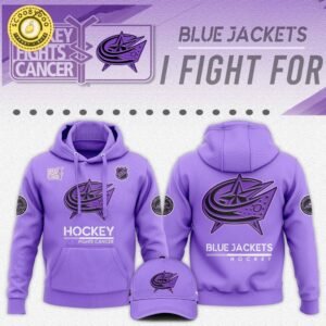 Columbus Blue Jackets Hockey Fights Cancer Unisex Hoodie | NHL Charity Hoodie for Cancer