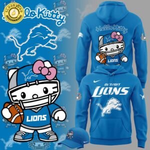 Limited Edition Detroit Lions x Hello Kitty Football Blue Hoodie – Playful NFL Apparel