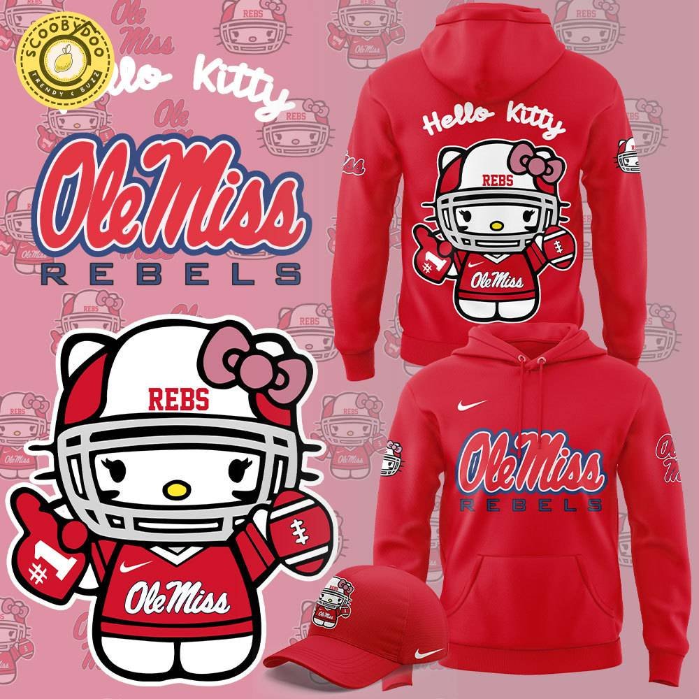 Limited Edition Ole Miss Football x Hello Kitty Hoodie - Fun Fan Apparel Limited Edition Ole Miss Football x Hello Kitty Hoodie - Fun Fan Apparel