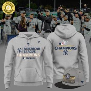 Men’s New York Yankees Fanatics Heather Gray 2024 American League Champions Locker Room Hoodie