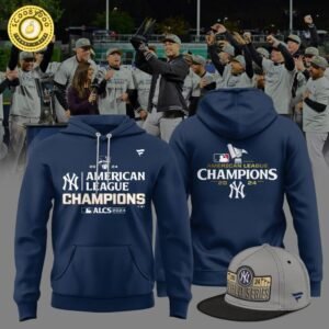 Men’s New York Yankees Fanatics Heather Navy 2024 American League Champions Locker Room Hoodie