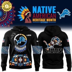 Men’s Nike Detroit Lions 2024 Native American Heritage Month Premium Limited Pullover Hoodie | NFL Heritage Hoodie