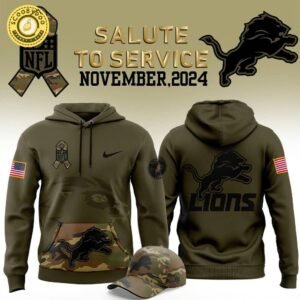 Men’s Nike Detroit Lions Arctic Camo 2024 Salute to Service Club Fleece Pullover Hoodie | NFL Military Tribute Apparel