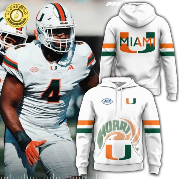 Miami (FL) Football 2024 White Hoodie – Classic Team Colors