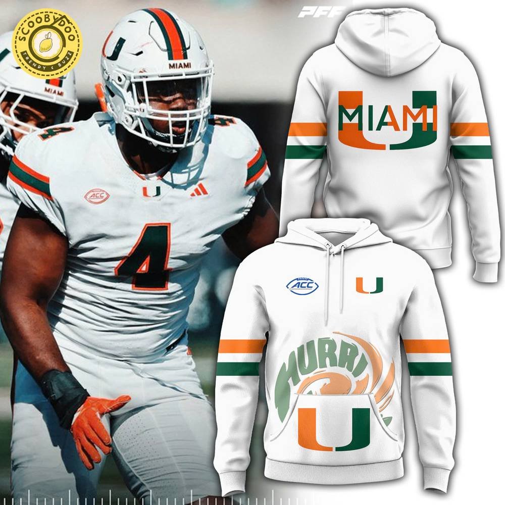 Miami (FL) Football 2024 White Hoodie - Classic Team Colors Miami (FL) Football 2024 White Hoodie - Classic Team Colors