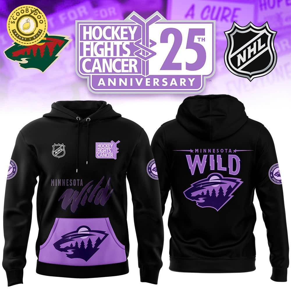 Minnesota Wild x Hockey Fights Cancer 2024 Hoodie - Stand Against Cancer in Style Minnesota Wild x Hockey Fights Cancer 2024 Hoodie - Stand Against Cancer in Style