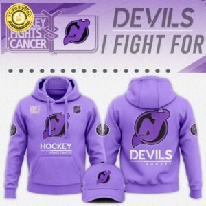 New Jersey Devils Hockey Fights Cancer Unisex Hoodie | NHL Support Cancer Research Hoodie