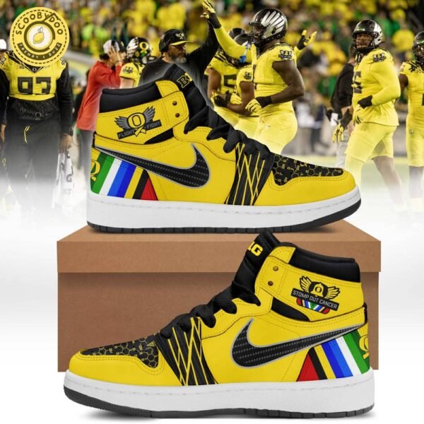 Oregon Ducks “Stomp Out Cancer” AJ1 Sneaker Shoes Limited Edition