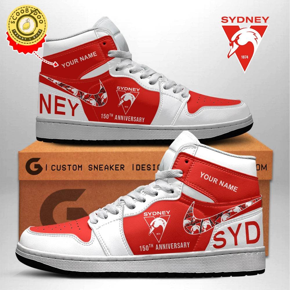 Personalized Sydney Swans 150Th Anniversery Limited Version Aj 1 Sneaker Personalized Sydney Swans 150Th Anniversery Limited Version Aj 1 Sneaker