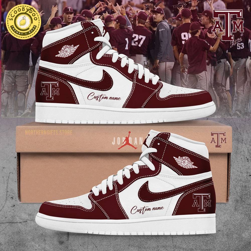 Texas A&M Baseball Custom Name For Fans AJ1 Shoes - Aggies Fan Footwear Texas A&M Baseball Custom Name For Fans AJ1 Shoes - Aggies Fan Footwear