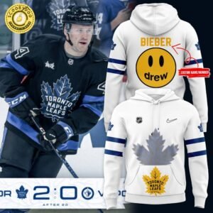 Toronto Maple Leafs 2024 Justin Bieber NHL Hoodie (White) | Customizable Fan Gear