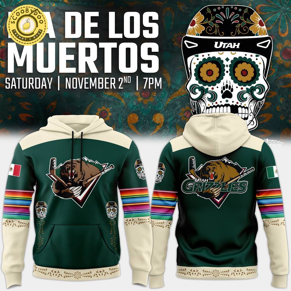Utah Grizzlies Dia de los Muertos Night 2024 Hoodie – Limited Edition Fanwear Utah Grizzlies Dia de los Muertos Night 2024 Hoodie – Limited Edition Fanwear