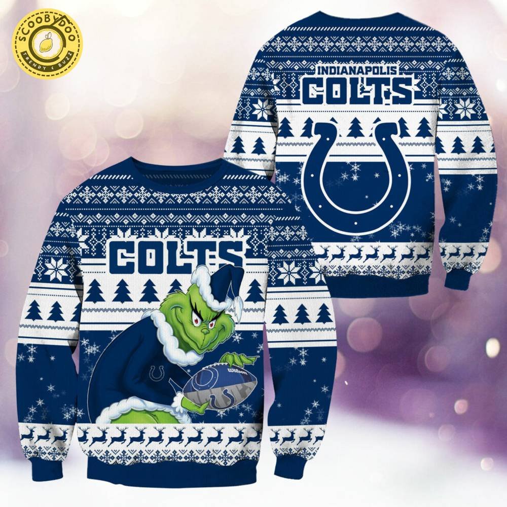 Indianapolis Colts Christmas Grinch Knitted Sweater - Show Off Your Team Spirit Indianapolis Colts Christmas Grinch Knitted Sweater - Show Off Your Team Spirit