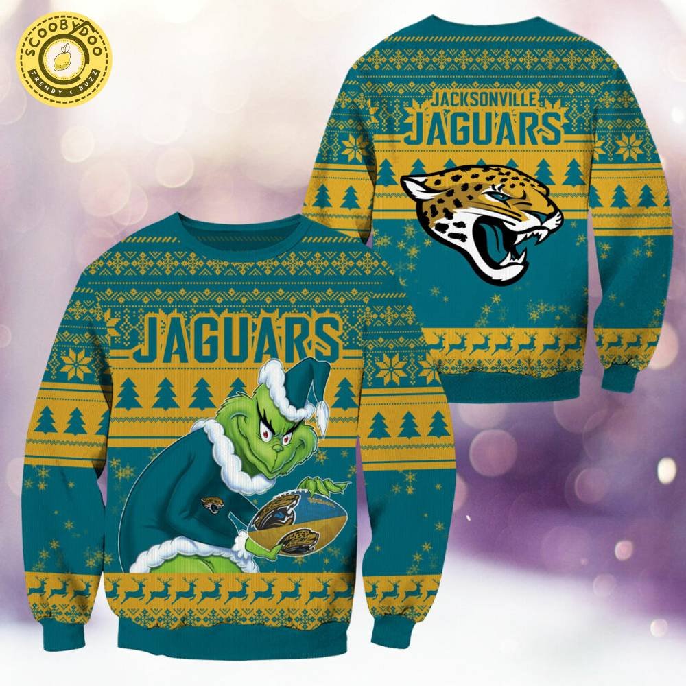 Jacksonville Jaguars Christmas Grinch Knitted Sweater - Jolly Fan Apparel Jacksonville Jaguars Christmas Grinch Knitted Sweater - Jolly Fan Apparel