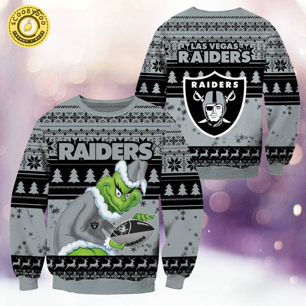 Las Vegas Raiders Christmas Grinch Knitted Sweater - Bold and Festive Style Las Vegas Raiders Christmas Grinch Knitted Sweater - Bold and Festive Style