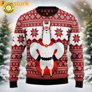Llama Superhero Christmas Funny Ugly Sweater