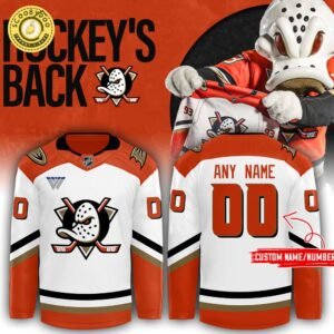 Men’s Anaheim Ducks Orange Home Breakaway Jersey, vibrant color, game day essentials.