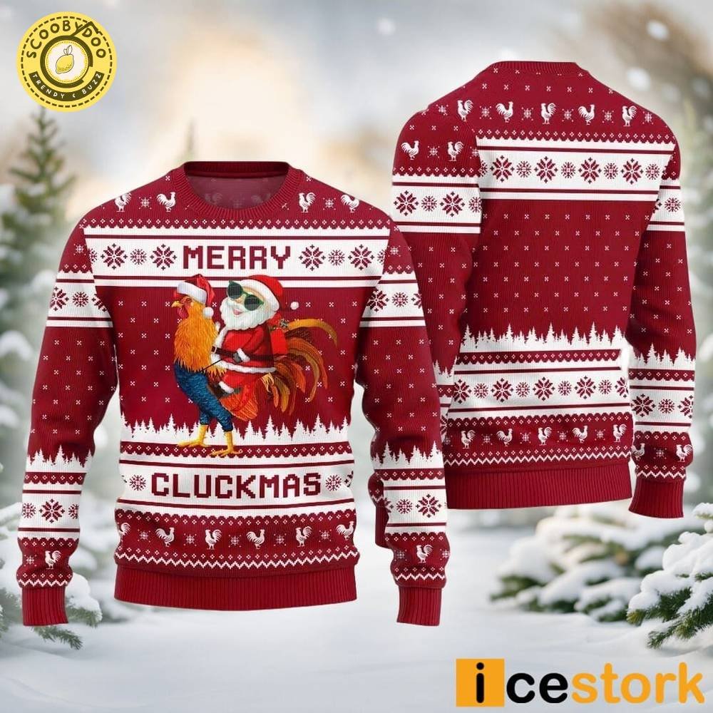 Merry Cluckmas Chicken Ugly Christmas Red Sweater Merry Cluckmas Chicken Ugly Christmas Red Sweater