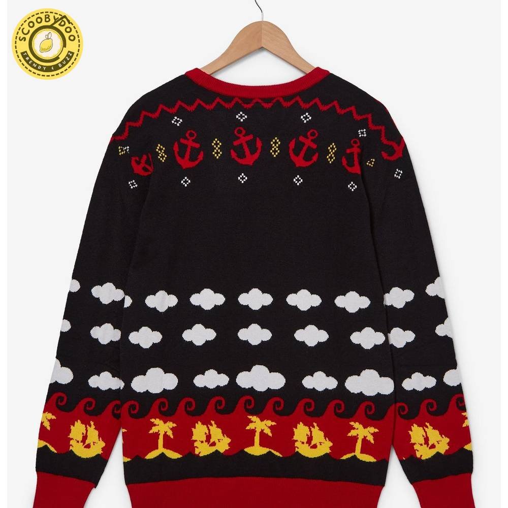 One Piece Straw Hat Jolly Roger Patterned Sweater One Piece Straw Hat Jolly Roger Patterned Sweater