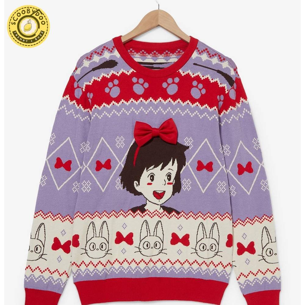 Our Universe Studio Ghibli Kiki'S Delivery Service Patterned Holiday Sweater Our Universe Studio Ghibli Kiki'S Delivery Service Patterned Holiday Sweater
