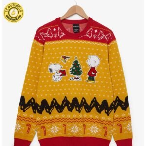Peanuts Charlie Brown, Snoopy, And Woodstock Embroidered Holiday Sweater