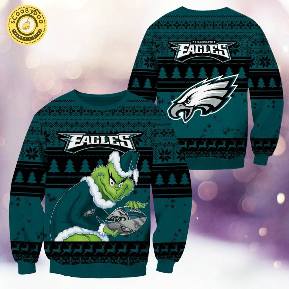 Philadelphia Eagles Christmas Grinch Knitted Sweater - Celebrate with Team Spirit Philadelphia Eagles Christmas Grinch Knitted Sweater - Celebrate with Team Spirit