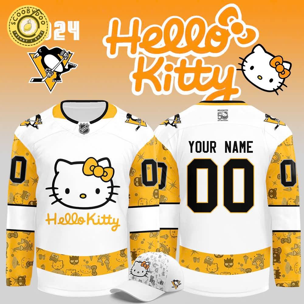 Pittsburgh Penguins x Hello Kitty 50th Anniversary Exclusive Personalized Jersey - Adorable Fan Gear Pittsburgh Penguins x Hello Kitty 50th Anniversary Exclusive Personalized Jersey - Adorable Fan Gear