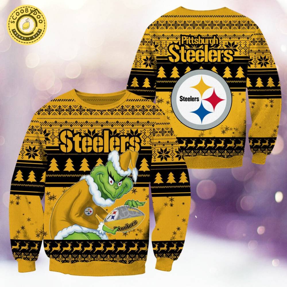 Pittsburgh Steelers Christmas Grinch Knitted Sweater - Jolly Team Apparel Pittsburgh Steelers Christmas Grinch Knitted Sweater - Jolly Team Apparel